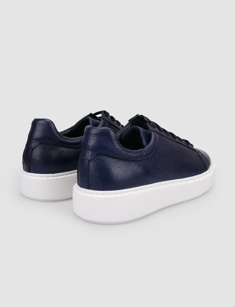 Cabani Leather Dark Blue Lace-Up Men's Sneakers