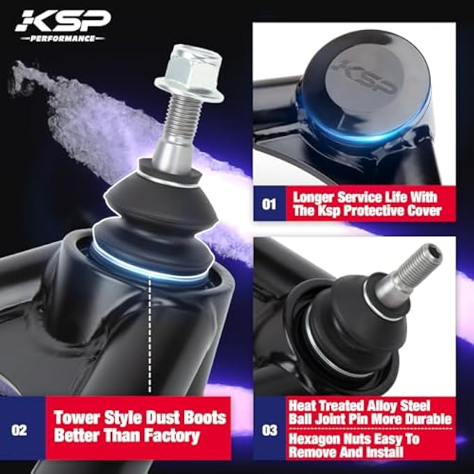 ريحني ذراع التحكم العلوي KSP لسندرا سيكويا 24 أذرع تحكم أمامي متوافق مع تويوتا تندرا 200020006 سيكويا 20012007 استبدال أذرع التحكم القابلة للتعديل بعد البيع للمصنع - Image 4