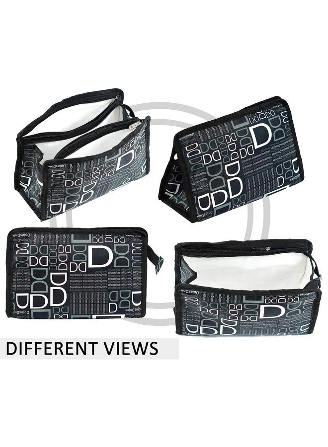 TULMAN Polyester Travel Cosmetic Pouch (Set of 3 Dojes Black) - Multipurpose Organizer for Makeup, Jewelry, Toiletries & Accessories Organizer Compact & Lightweight - Unisex for Men & Women - Image 5