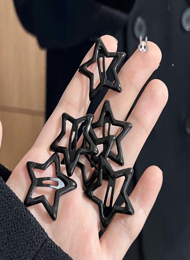 Ghelonadi 10 Pcs Candy Star Hair Clips, Girls Metal Snap Hair Clip, Cute Mini Anti-slip Hair Clips Barrettes, Baby Girl Women Color Hairpin Hair Accessories (BLACK) - Image 1