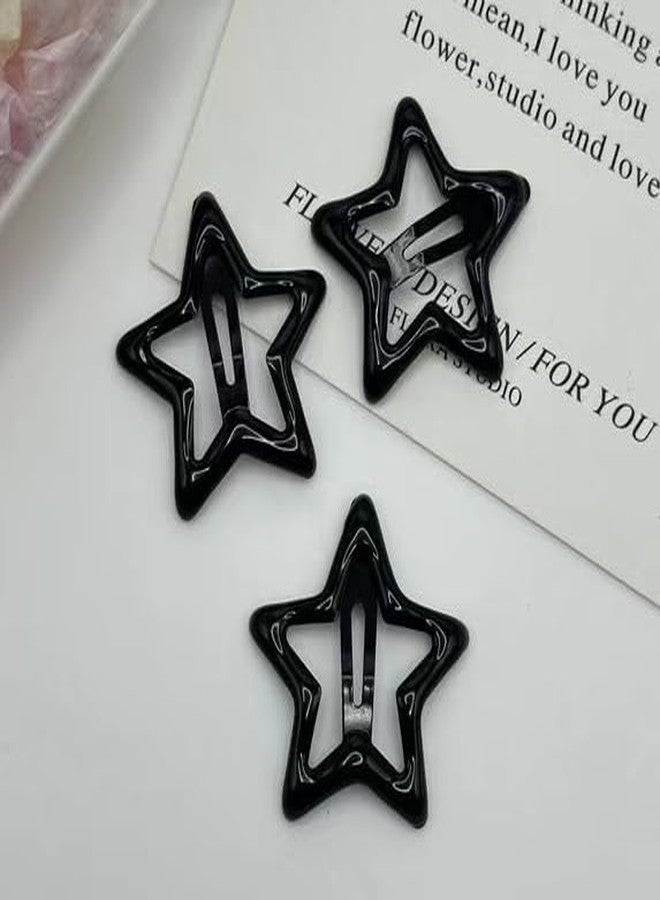 Ghelonadi 10 Pcs Candy Star Hair Clips, Girls Metal Snap Hair Clip, Cute Mini Anti-slip Hair Clips Barrettes, Baby Girl Women Color Hairpin Hair Accessories (BLACK) - Image 2