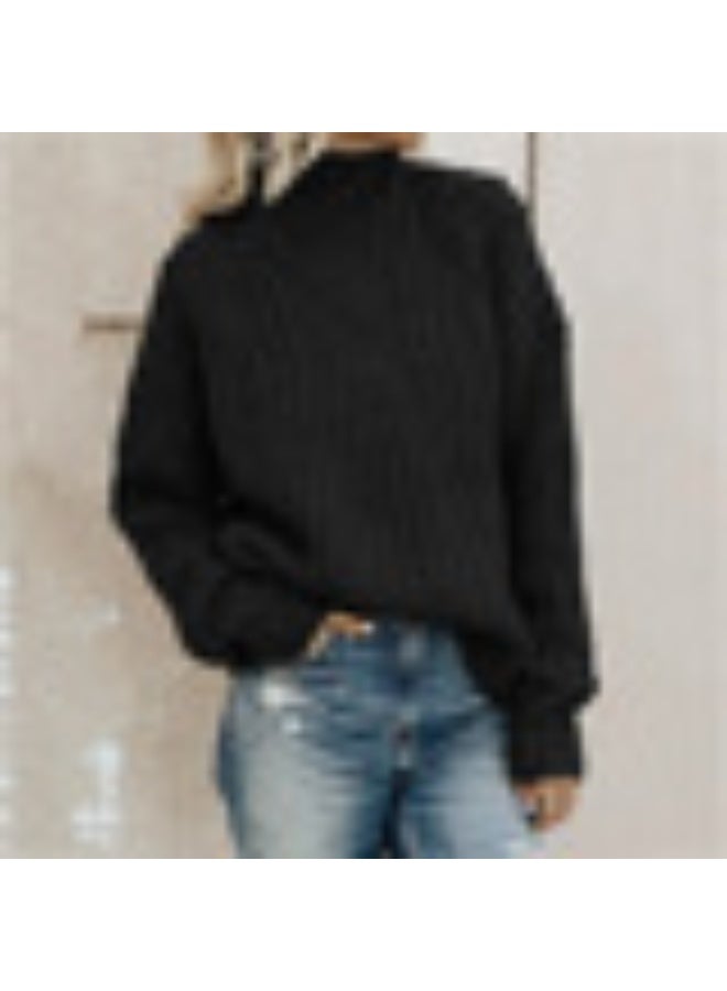 NIBEMINENT Women's Sweaters Pullover Autumn Winter  Fashion Ladies Solid Color Sweater  High Neck Twist Knit Long Sleevec Sweaters - Image 1