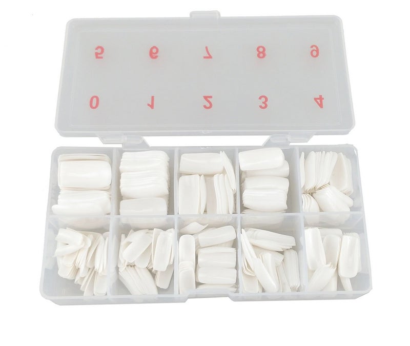 yueton Pack of 500 White Color Full Cover UV Gel False Fake Nail Art Tips DIY Design Box