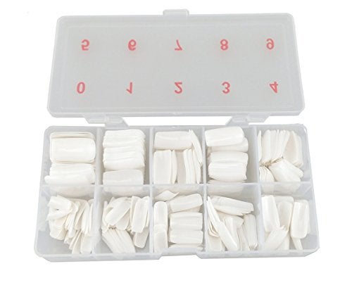 yueton Pack of 500 White Color Full Cover UV Gel False Fake Nail Art Tips DIY Design+ Box - Image 1