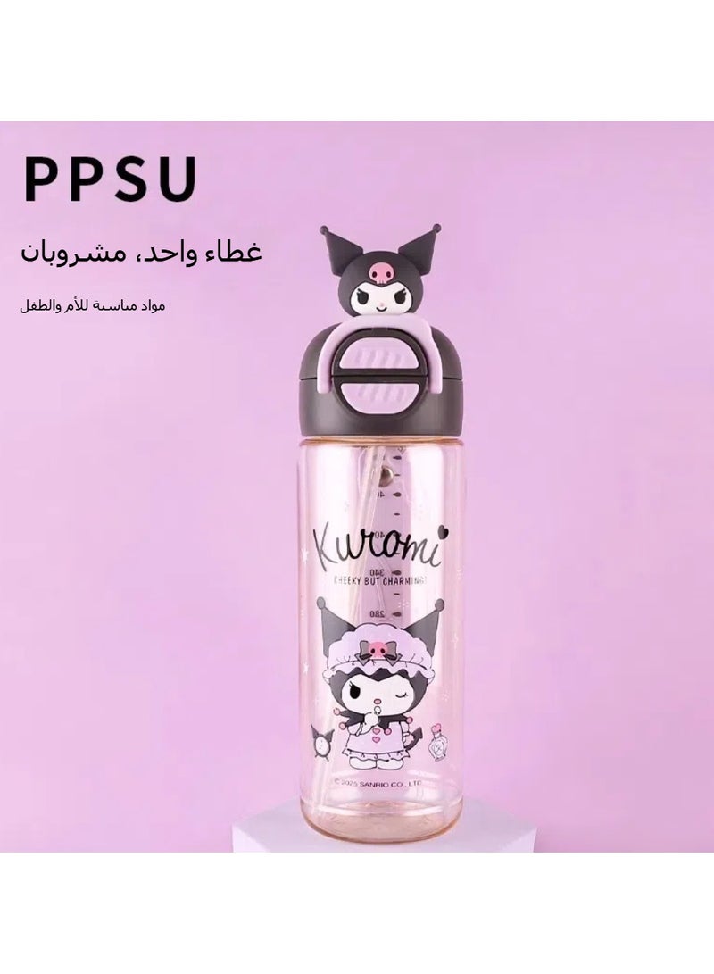 general Sanrio Kulomi Children's Water Cup PPSU Primary School Kindergarten School Special Summer Double Drinking Water Cup with Straw (580ml) - Image 2