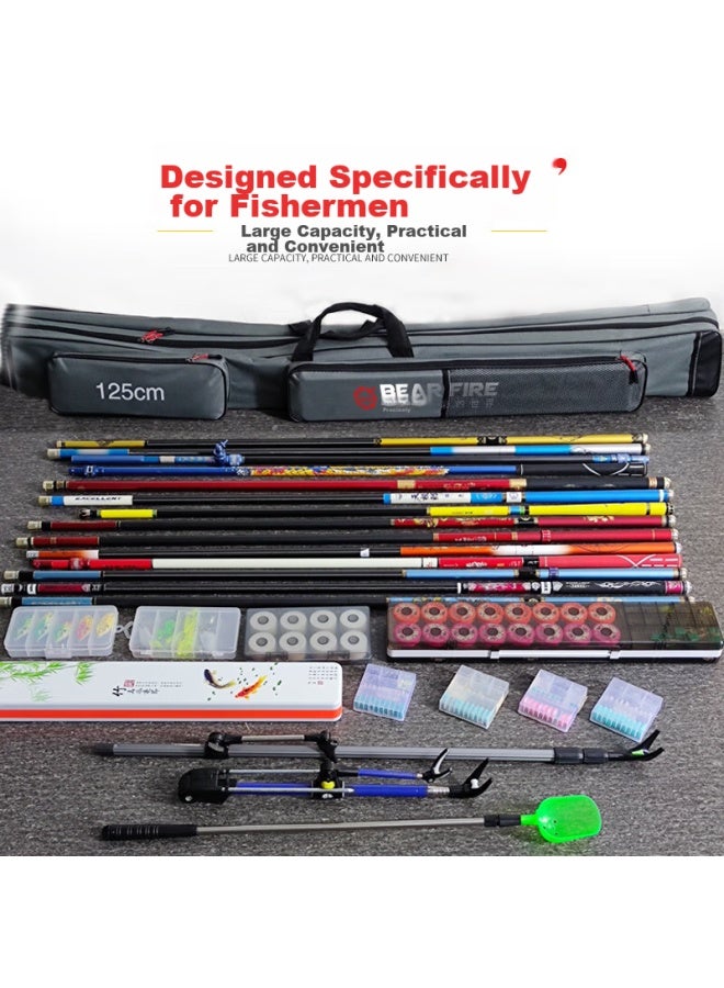 Bear Fire Fishing Tackle Bag, Lightweight Double-layer 1.3m Multifunctional Thickened Rod Bag, Cross-shoulder Fishing Bag, Backpack - Image 1