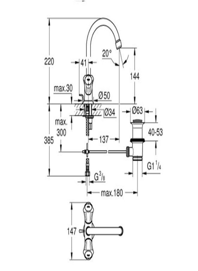 Grohe - COSTA ONE-HOLE BASIN MIXER1/2 21375 - Image 1
