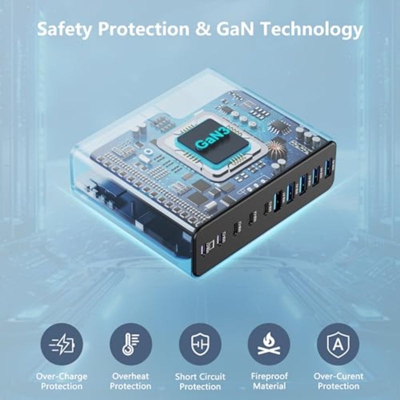 320W USB C Charger Block, 10-Port USB C Charging Station GaN III PD 65W Laptop Fast Charger Adapter for MacBook Pro/Air, DELL, iPad, iPhone, Samsung Galaxy - Image 5