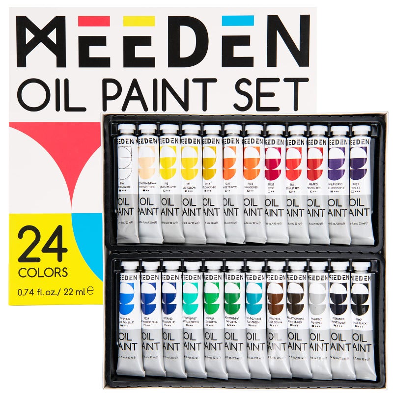 MEEDEN Oil Paint Set NonToxic 24 x 22ml074oz Oil Paints for Canvas Painting