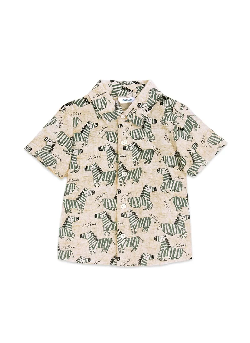 Nautinati  Nautinati Green & Cream Zebra Print Cotton Shirt And Shorts Set For Boys for Men | Best Price UAE
