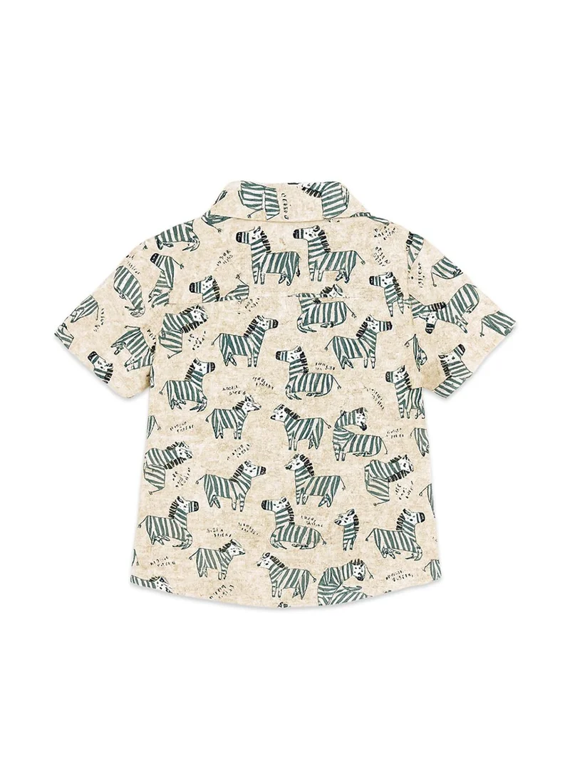 Nautinati  Nautinati Green & Cream Zebra Print Cotton Shirt And Shorts Set For Boys for Men | Best Price UAE