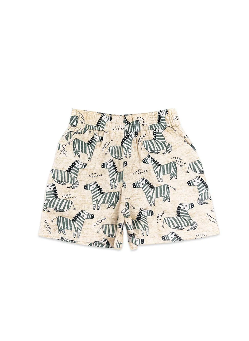 Nautinati  Nautinati Green & Cream Zebra Print Cotton Shirt And Shorts Set For Boys for Men | Best Price UAE