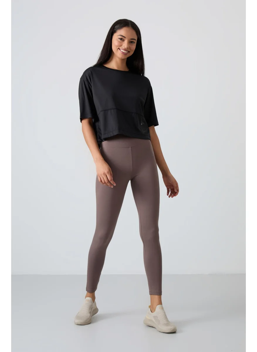 Tommy Life Black Polyester Breathable Textured Thin Flexible Oversize Fit Performance Women's T-Shirt - 97284