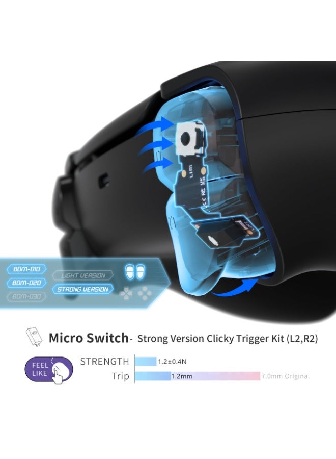 eXtremeRate Micro Switch - Strong Version Tactile Clicky Hair Trigger Kit V2 for PS5 Controller BDM-010/020 Shoulder Buttons, Ergonomic Micro Switches L2R2 Tactile L1R1 Mouse Click for PS5 Controller - Image 4