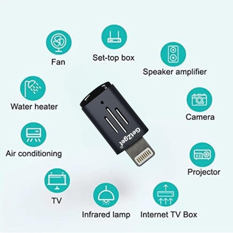 GetZget ® Mini Mobile IR Blaster Compatible with iPhone/iPad Infrared Universal Smartphone Remote Control All in One Operate AC/DTH/TV/DVD/STB/Fan (iOS-Lightning) - Image 5