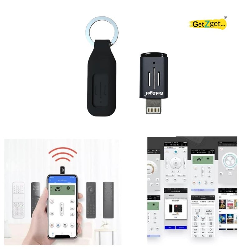 GetZget ® Mini Mobile IR Blaster Compatible with iPhone/iPad Infrared Universal Smartphone Remote Control All in One Operate AC/DTH/TV/DVD/STB/Fan (iOS-Lightning) - Image 2