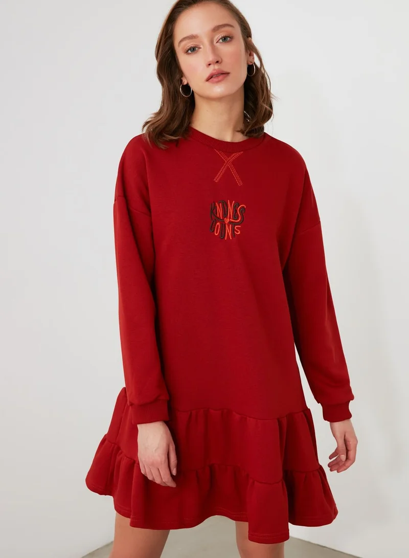 trendyol Embroidered Knitted Dress