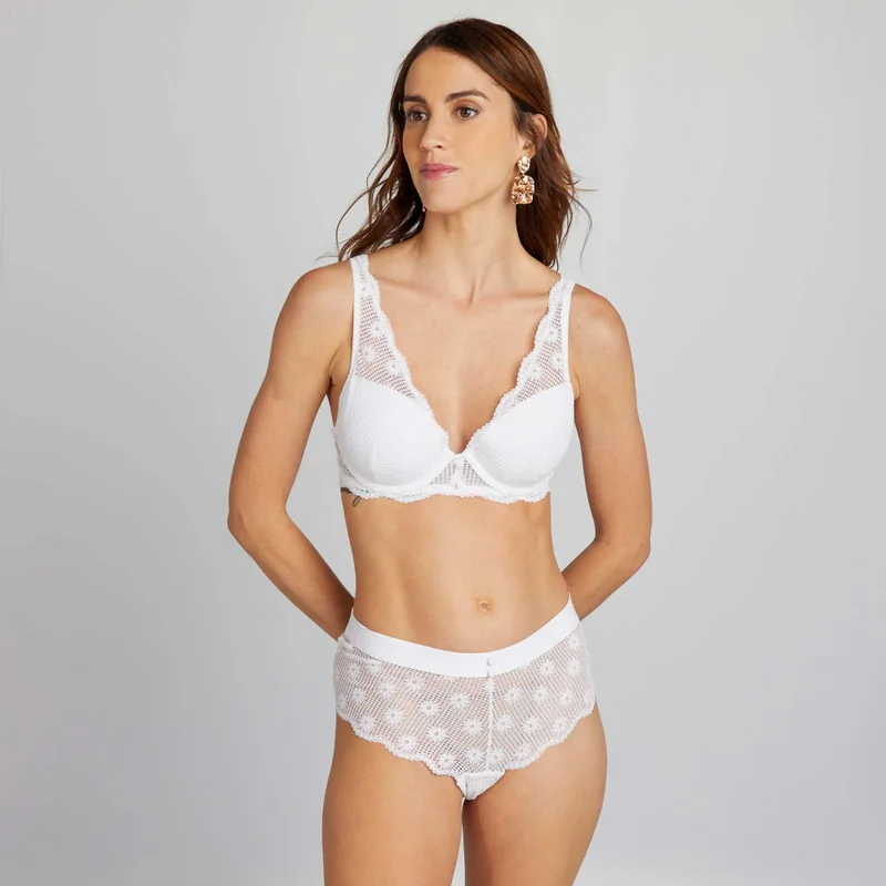 Kiabi Lace Demi-Cup Bra With Padding White