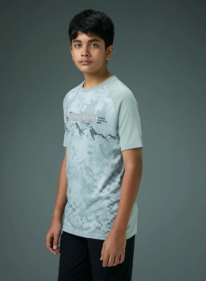 Technosport Boys Slim Fit Printed Sports T-Shirt