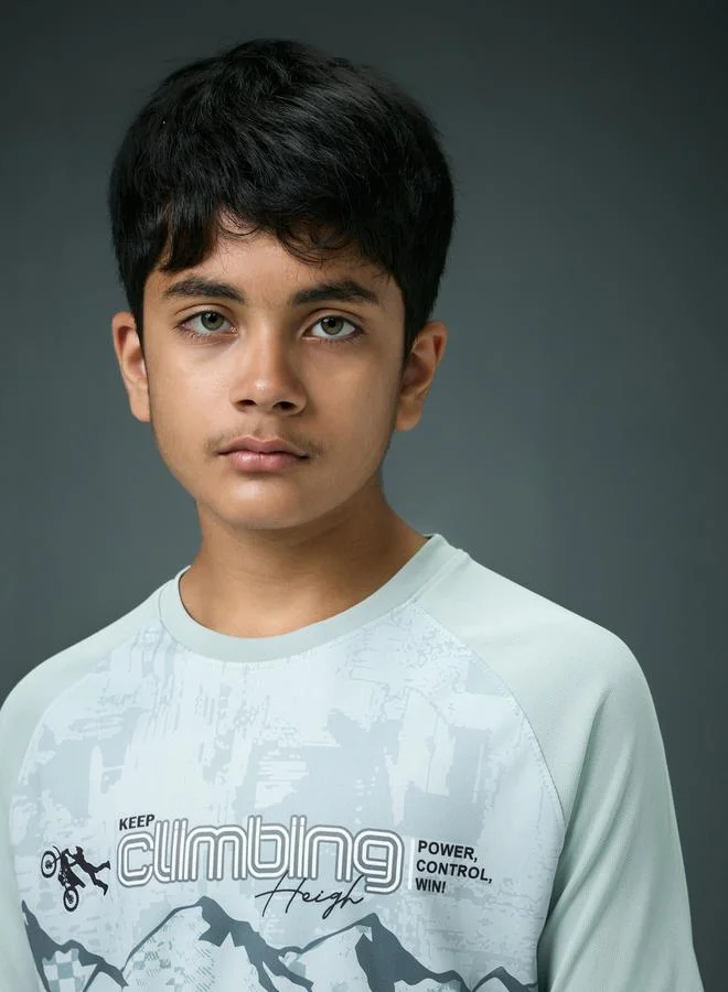 Technosport Boys Slim Fit Printed Sports T-Shirt