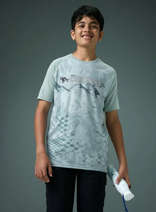 Technosport Boys Slim Fit Printed Sports T-Shirt