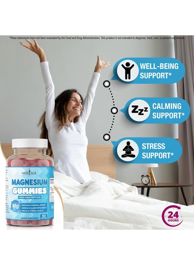New Age Magnesium Gummies - Calming Anti-Stress Gummies, Magnesium Supplement for Adults and Kids, Vegan, Gelatin-Free, Gluten-Free, Non-GMO, Delicious Natural Raspberry Flavor- 120 Count - by New Age - Image 3
