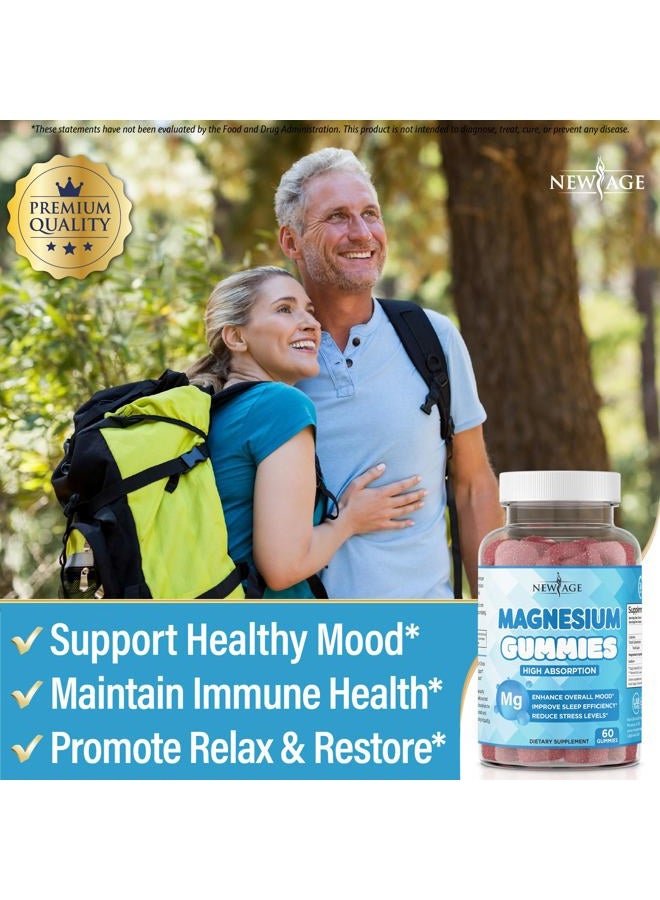New Age Magnesium Gummies - Calming Anti-Stress Gummies, Magnesium Supplement for Adults and Kids, Vegan, Gelatin-Free, Gluten-Free, Non-GMO, Delicious Natural Raspberry Flavor- 120 Count - by New Age - Image 4