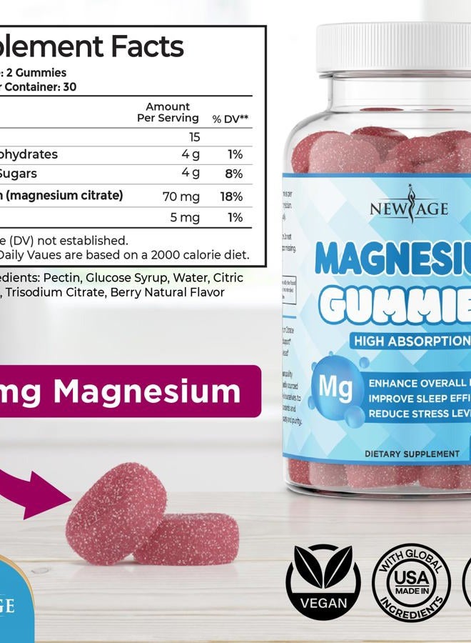 New Age Magnesium Gummies - Calming Anti-Stress Gummies, Magnesium Supplement for Adults and Kids, Vegan, Gelatin-Free, Gluten-Free, Non-GMO, Delicious Natural Raspberry Flavor- 120 Count - by New Age - Image 2