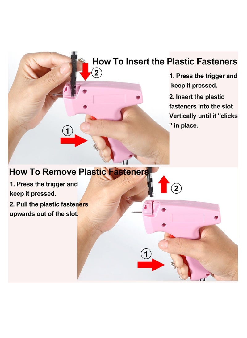 عام أداة تثبيت الملابس السريعة بمسدس الغرز الدقيقة للملابس، مسدس وضع العلامات الدقيقة للملابس مع 6 إبر دقيقة و1000 قطعة مثبتات، أداة خياطة صغيرة سريعة الالتصاق باللون الوردي - Image 3