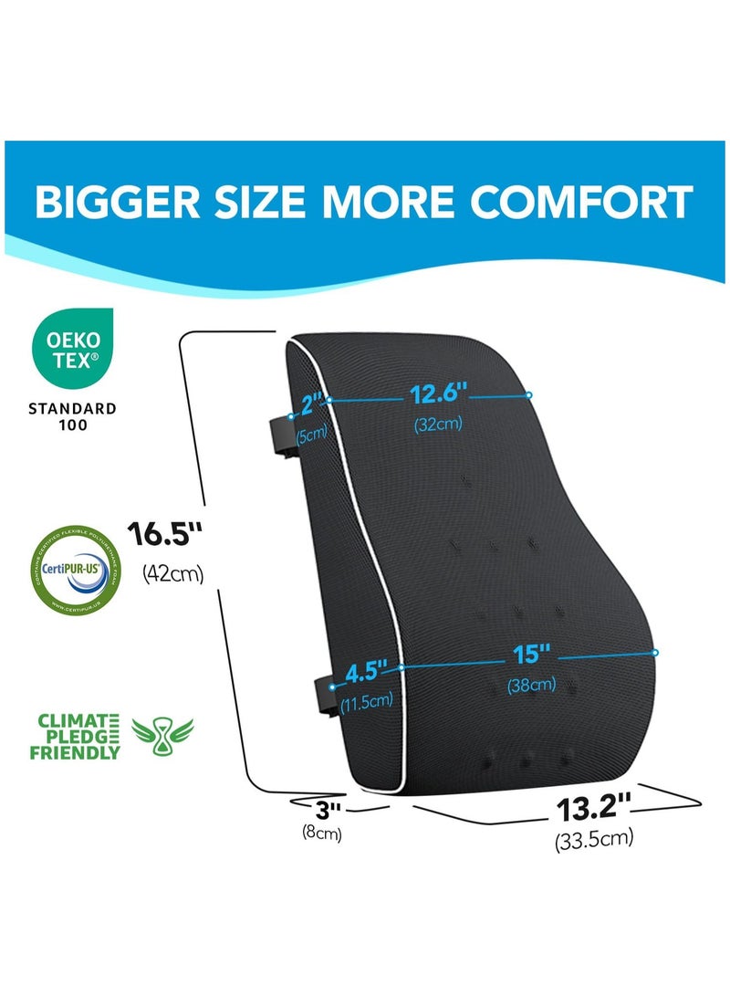 INFLUX Lumbar Support Pillow for Office Chair Memory Foam Back Cushion for Back Pain Relief Improve Posture Large Back Pillow for Car, Computer Chair, Recliner Breathable Mesh Cover Double Adjustable Straps - Image 5