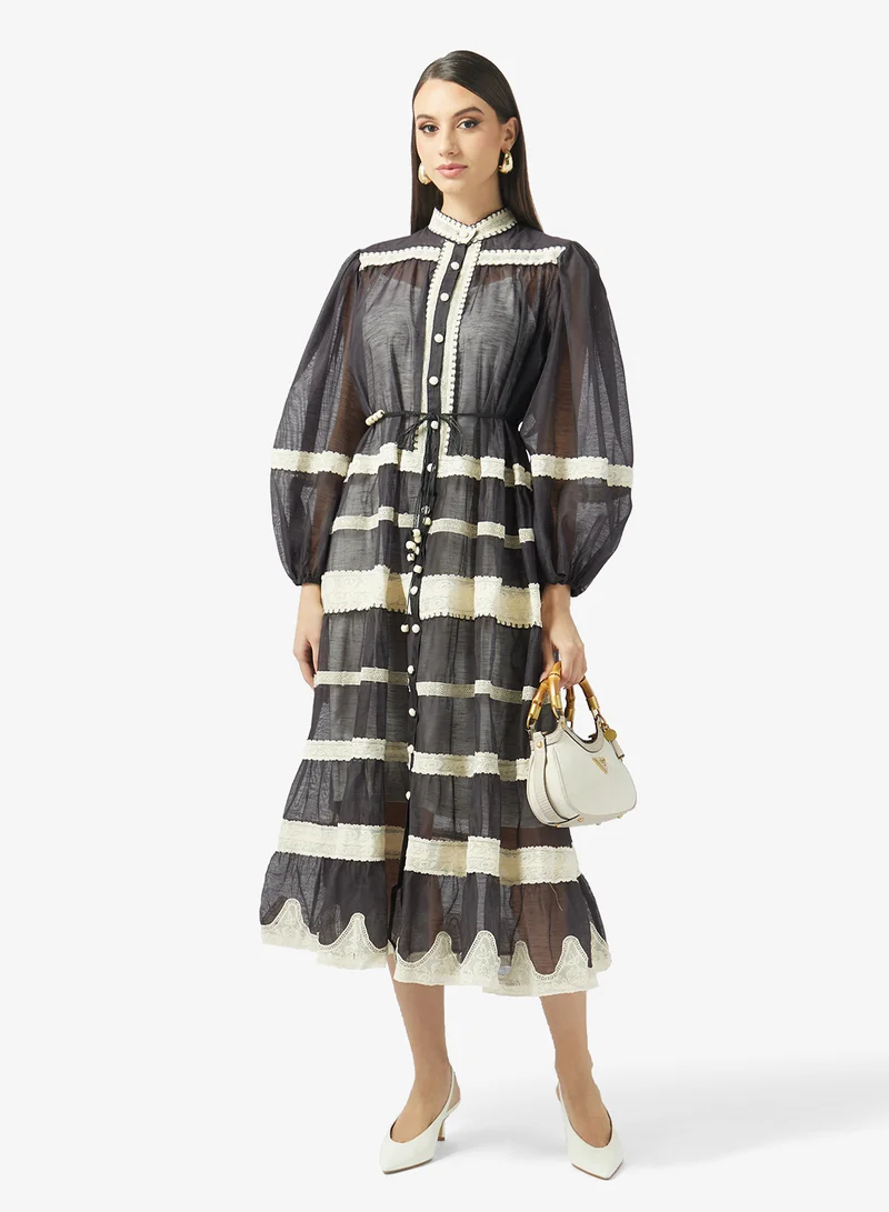 Khizana  Puff Sleeves Tiered Dress for Women | Best Price UAE