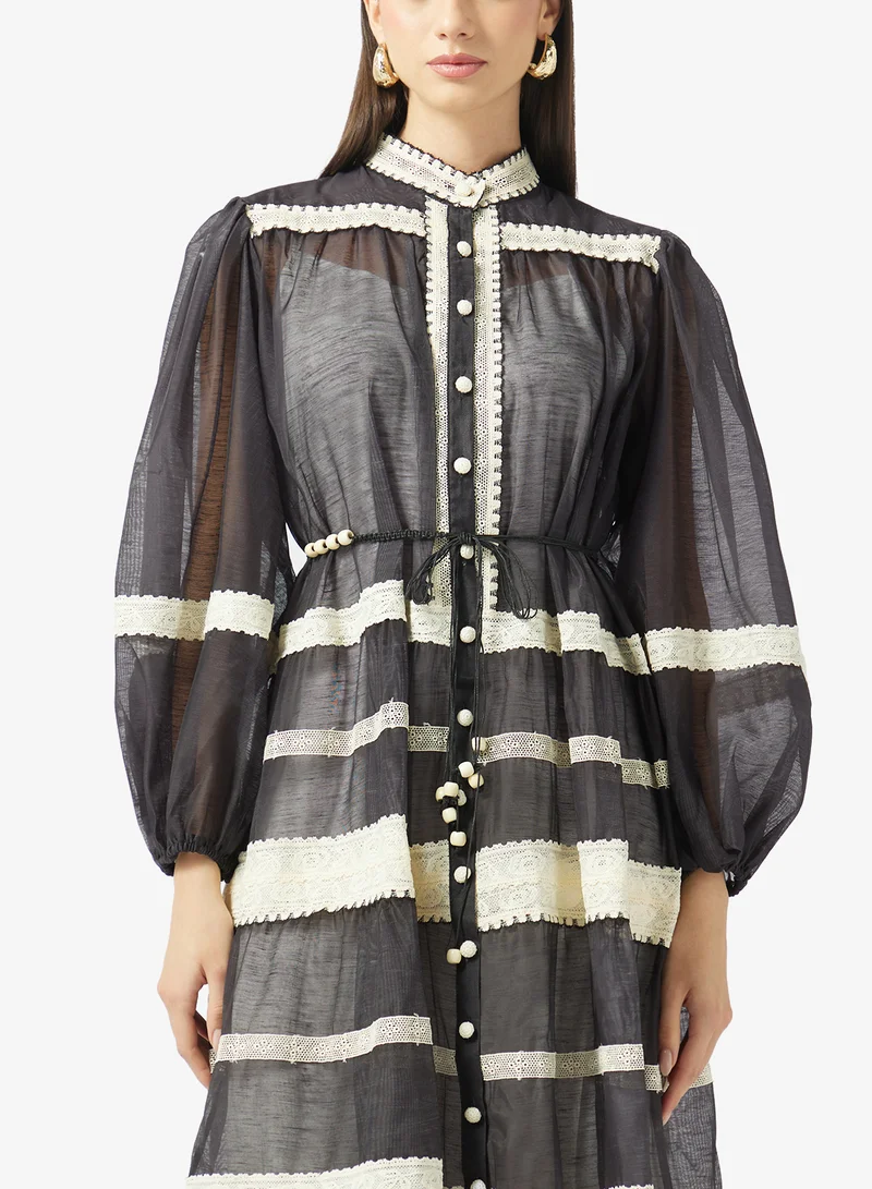 Khizana  Puff Sleeves Tiered Dress for Women | Best Price UAE
