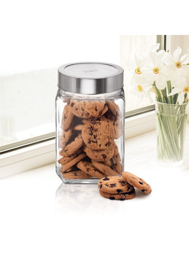 TREO - Treo by Milton Cube Storage Glass Jar, Set of 6, 800 ml Each, Transparent | BPA Free | Storage Jar | Kitchen Organizer | Modular | Multipurpose Jar - Image 1