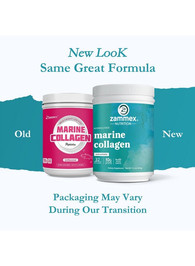 Zammex Zammex Marine Collagen Peptides Powder Unflavored, Wild-Caught Fish Collagen Powder, Supports Healthy Skin, Hair, Joints, Type 1 & 3 Collagen Supplement for Women - Easy to Mix. (32 Servings)  - Image 2