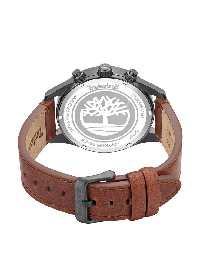 Timberland Men Ashmont 46 mm Men's Multifunction Watch Green Dial  & Brown Leather Strap - Image 3