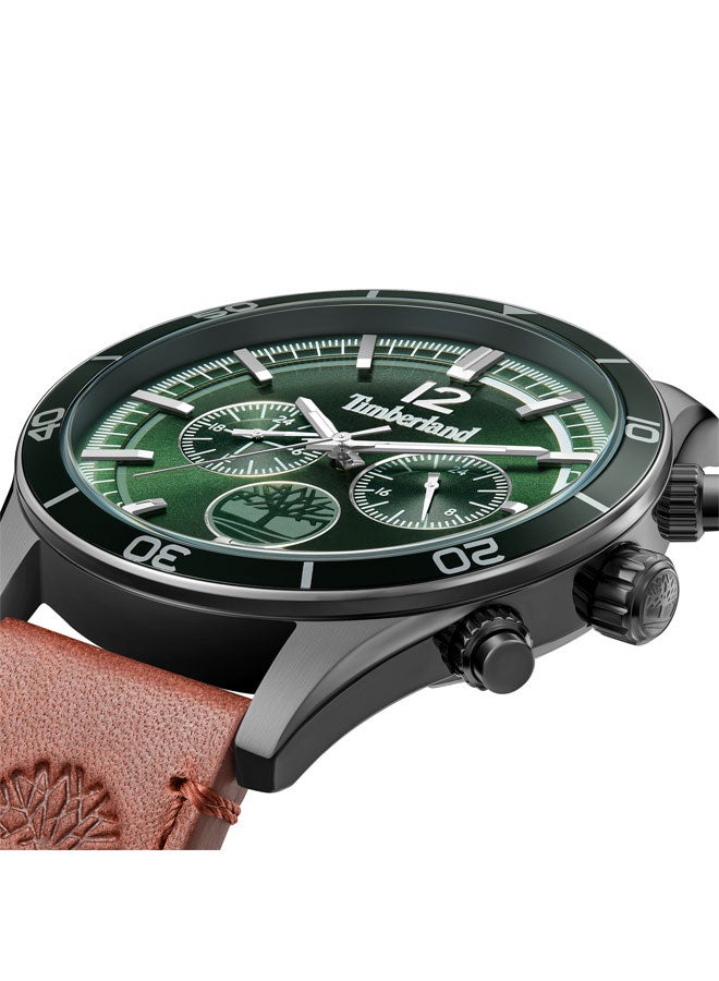 Timberland Men Ashmont 46 mm Men's Multifunction Watch Green Dial  & Brown Leather Strap - Image 4