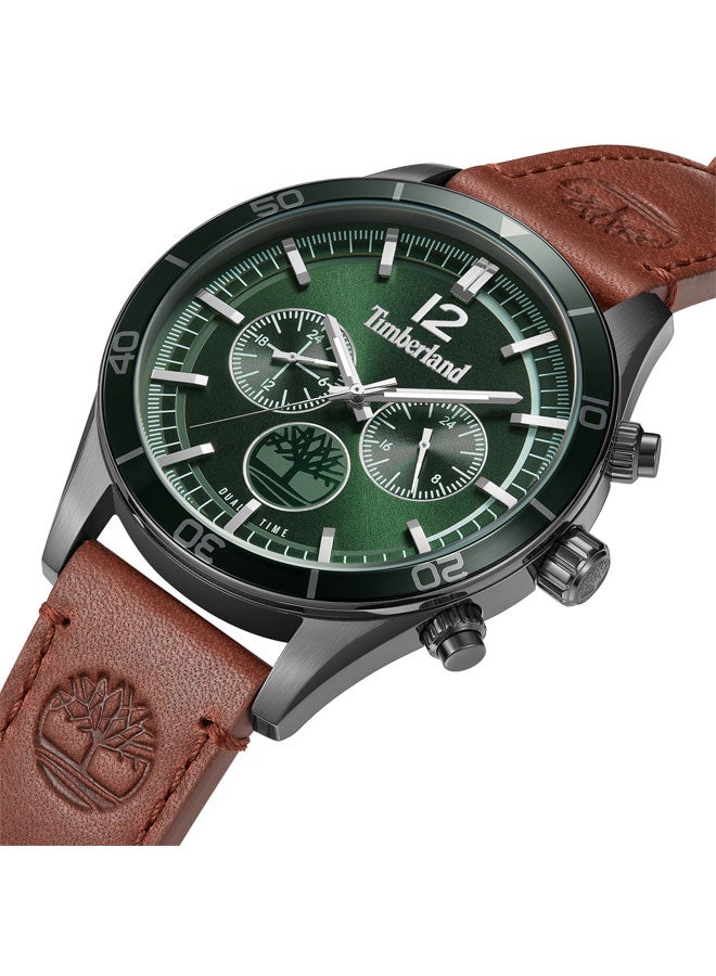 Timberland Men Ashmont 46 mm Men's Multifunction Watch Green Dial  & Brown Leather Strap - Image 2