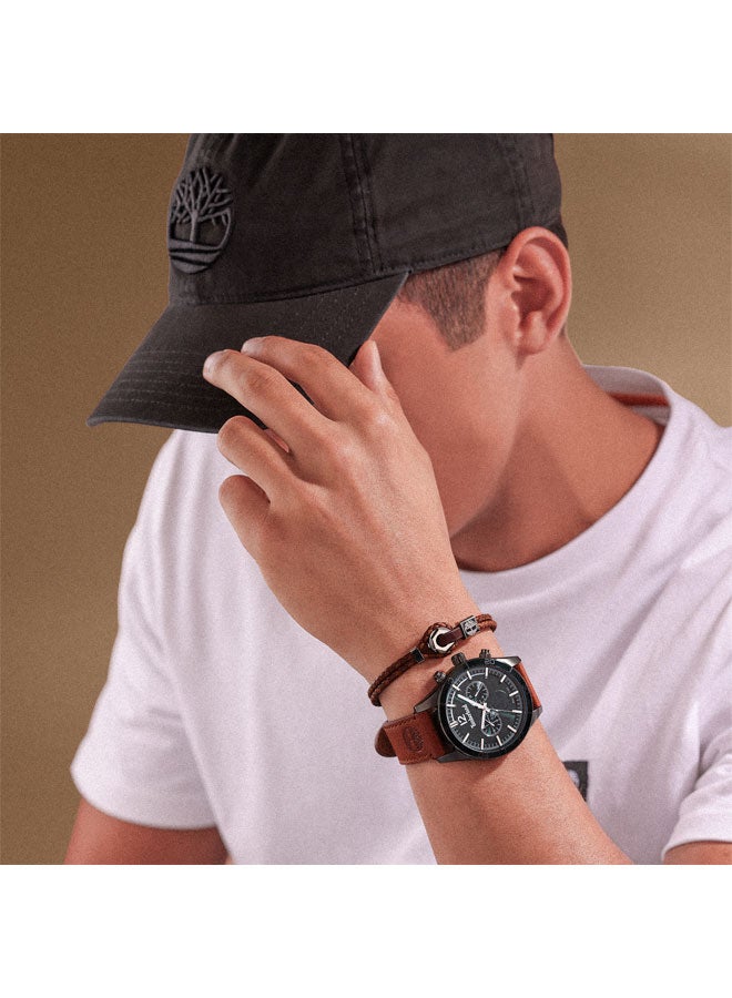 Timberland Men Ashmont 46 mm Men's Multifunction Watch Green Dial  & Brown Leather Strap - Image 5