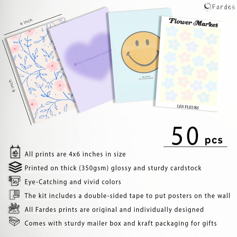 Fardes Blue Room Decor Aesthetic, 50pcs Danish Pastel Wall Collage Kit Aesthetic Pictures, Minimalist Decor Aesthetic Posters, Preppy Wall Decor for Teen Girls Bedroom Decor - Image 2