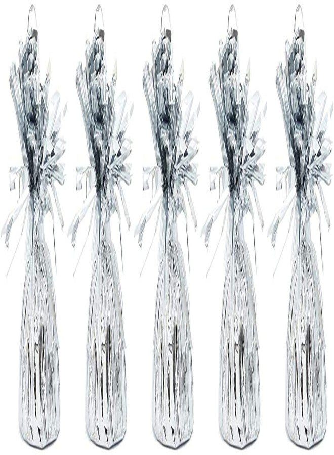 BLUE PANDA Balloon Weights - 4.5 x 2.35 in, Silver, 15 Pack - Table Balloon Stand Weight & Holder with Tinsel Tassel Fringe & Hook - Image 5