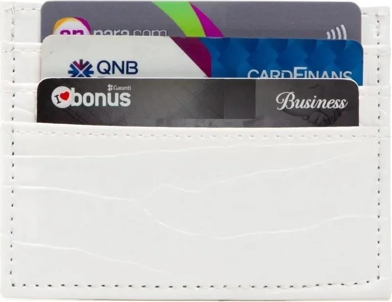 Newish Polo White Practical Patterned Crocodile Thin Card Holder