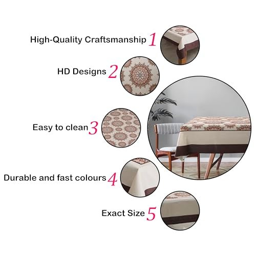 Homerz Premium 8-10 Seater Dining Table Cover, Size 60 x 108 inch Exact, Waterproof and Easy to Clean (Jhoomar) - Image 4