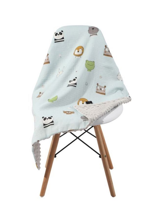 إسكدنيا بطانية من القطن برسم مطبوع نسيج أزرق/أبيض/رمادي 43.3x31.5بوصة - Image 1