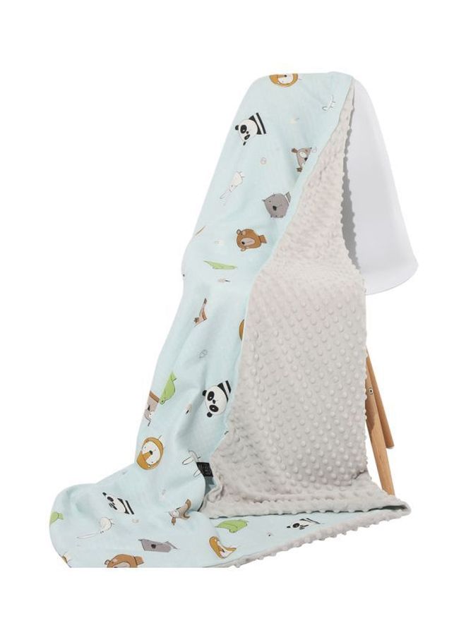 إسكدنيا بطانية من القطن برسم مطبوع نسيج أزرق/أبيض/رمادي 43.3x31.5بوصة - Image 2