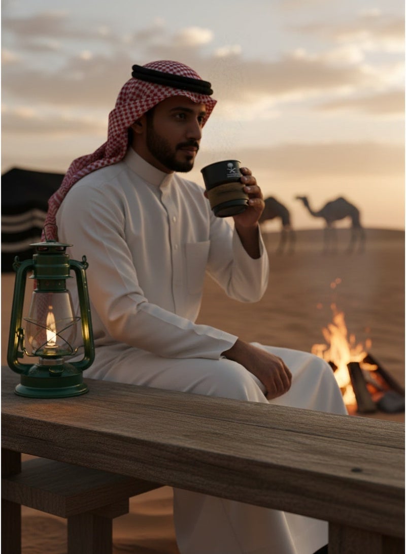 Neox كوب قهوة من الفولاذ المقاوم للصدأ 304، كوب سفر - تصميم بشعار سعودي، كوب قهوة محمول للمشروبات الساخنة والباردة والشاي، مزود بماصة وغطاء مقاوم للحرارة، مناسب للاستخدام المنزلي والتخييم، سعة 300 مل - Image 3