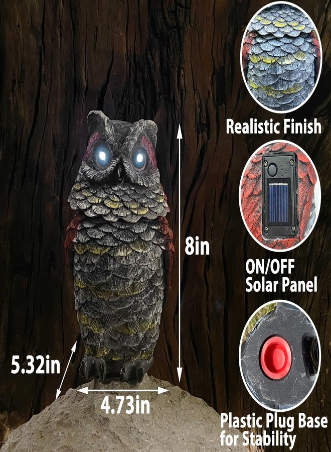 FESTGLOX Owls to Keep Birds Away, Solar Owl Decoys to Scare Birds Away, Small Fake Owl for Bird Control, Resin Owls Outdoor Decor with Rotating Head and Lighted Eyes, Animal Deterrent for Outside, Garden - Image 4