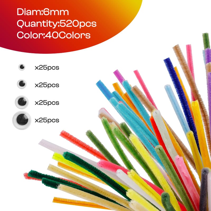 Caydo 520 Pieces Pipe Cleaners 40 Assorted Colored Chenille Stems for Art and Crafts, Pipe Cleaner Crafts for DIY Art and Craft Projects Creative Gift Party Valentine's Day Decorations - Image 4