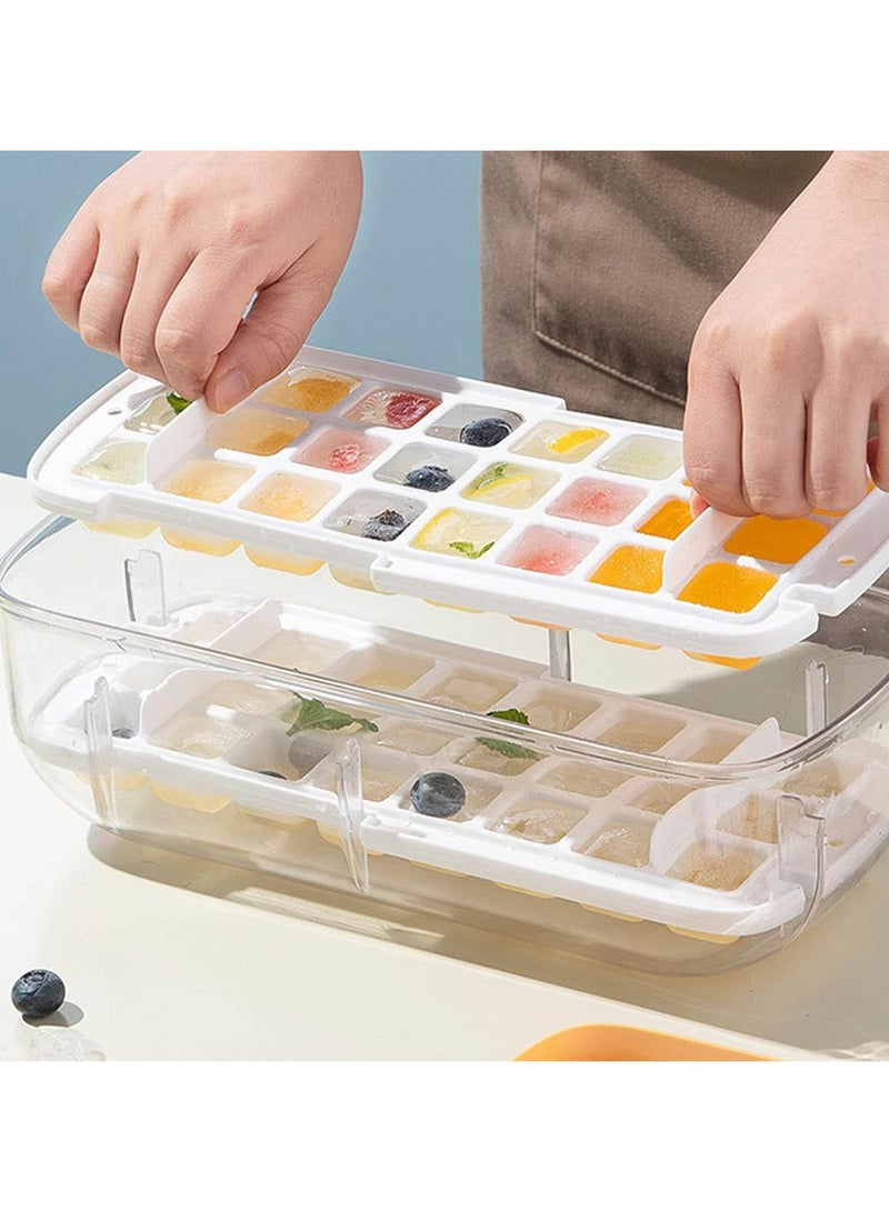 FEND Pressing Ice Lattice Mold Ice Cube Tray with Lid and Bin Ice Trays for Freezer with ice scoop storage space Blue  - Image 3