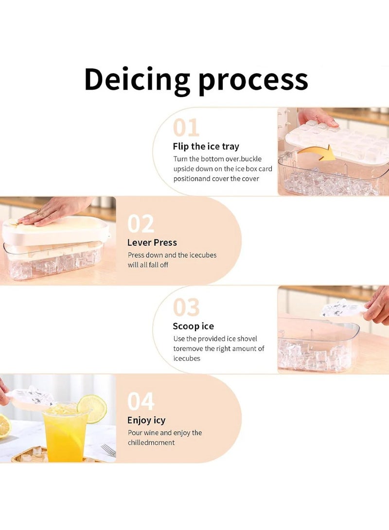 FEND Pressing Ice Lattice Mold Ice Cube Tray with Lid and Bin Ice Trays for Freezer with ice scoop storage space Blue  - Image 4