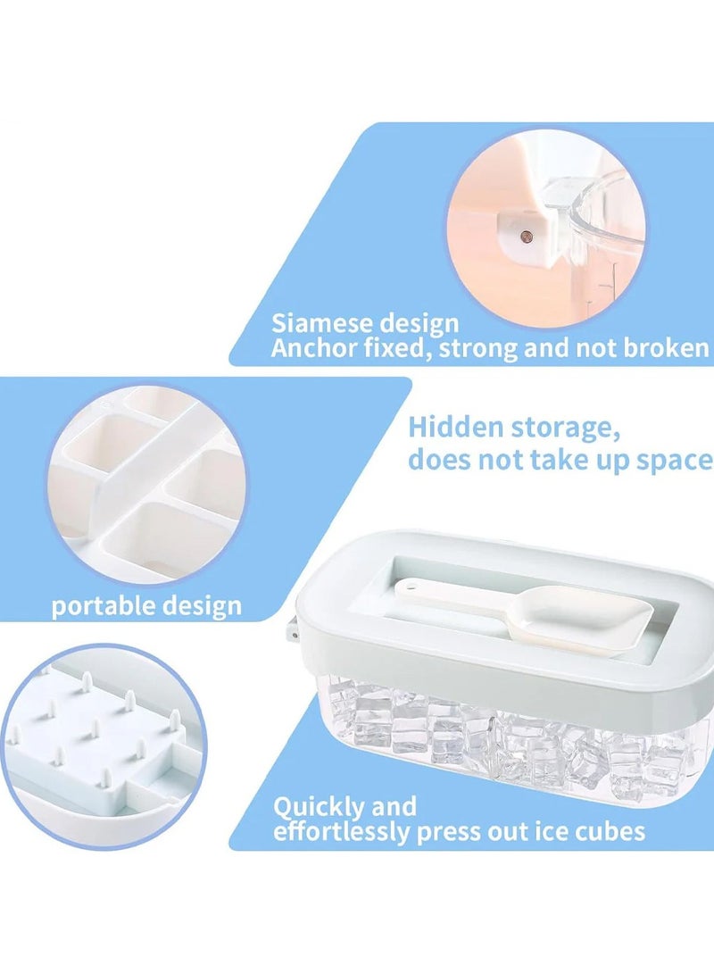 FEND Pressing Ice Lattice Mold Ice Cube Tray with Lid and Bin Ice Trays for Freezer with ice scoop storage space Blue  - Image 5